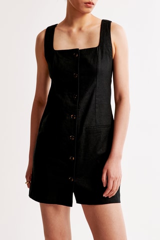 Robe droite en lin - Noir