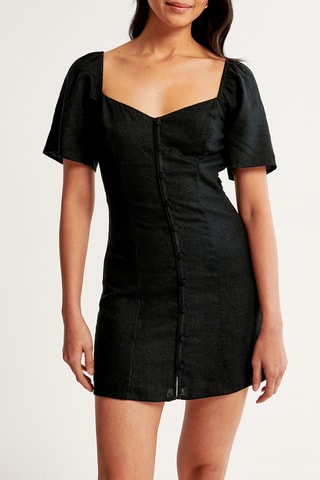 Robe droite en lin - Noir