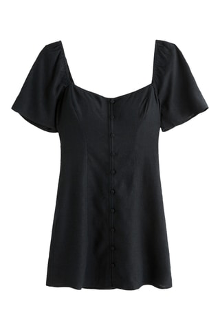 Robe droite en lin - Noir