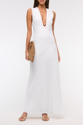 Vestido largo de lino - Blanco