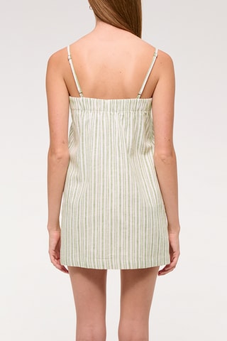 Vestido recto de lino - Verde claro
