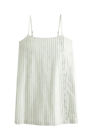 Vestido recto de lino - Verde claro