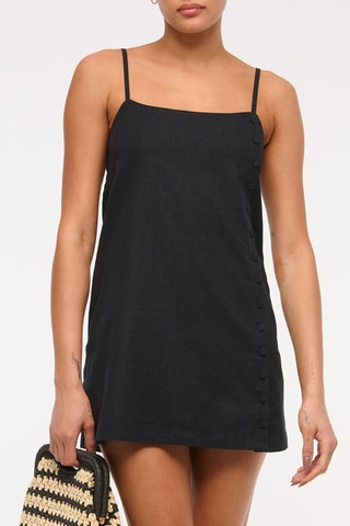 Robe droite en lin - Noir