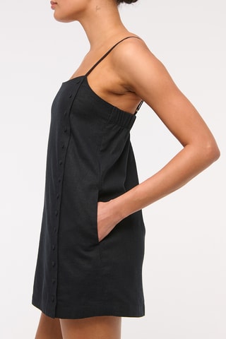 Robe droite en lin - Noir