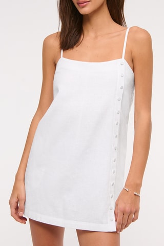 Vestido recto de lino - Blanco