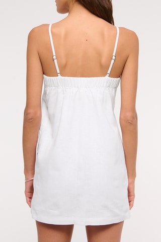 Vestido recto de lino - Blanco