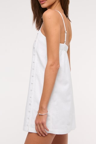 Vestido recto de lino - Blanco