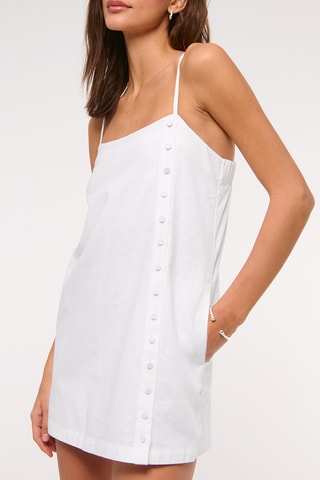 Vestido recto de lino - Blanco