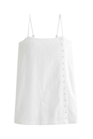 Vestido recto de lino - Blanco