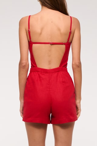 Combishort en lin - Rouge