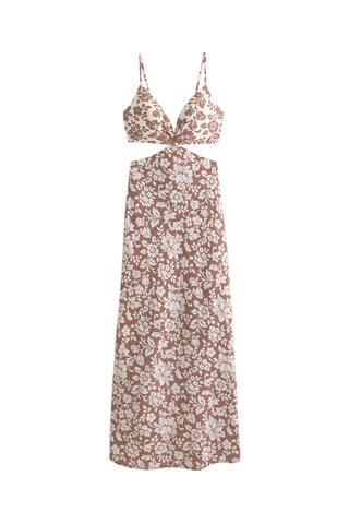 Robe midi en lin - Marron
