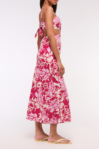 Robe midi en lin - Rose