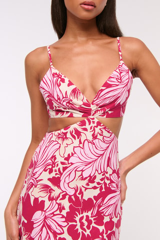 Robe midi en lin - Rose