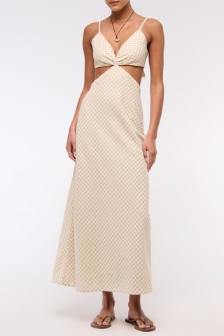 Robe midi en lin - Marron clair