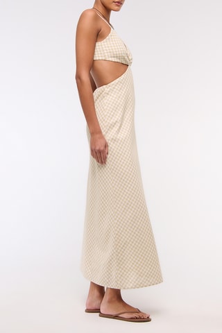 Robe midi en lin - Marron clair