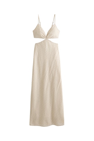 Robe midi en lin - Marron clair