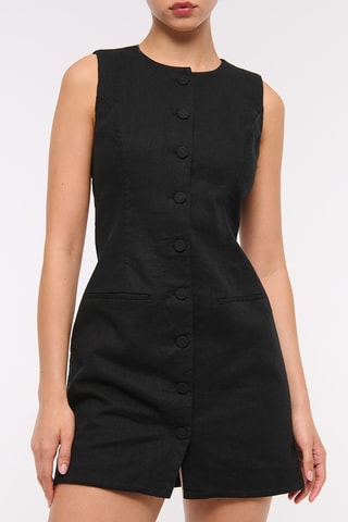 Robe chemise en lin - Noir