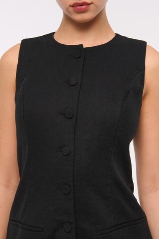 Robe chemise en lin - Noir