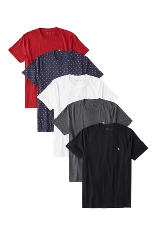 5 camisetas - Rojo, azul marino y blanco