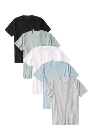 5 camisetas - Negro, blanco y celeste