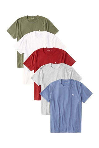 5 camisetas - Rojo, caqui y blanco