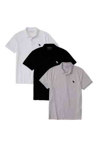 3 polos - Gris claro jaspeado, blanco y negro