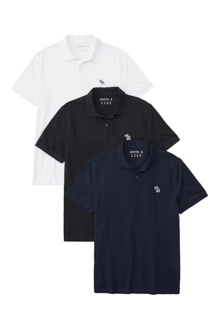 3 polos - Blanco, gris oscuro y azul marino