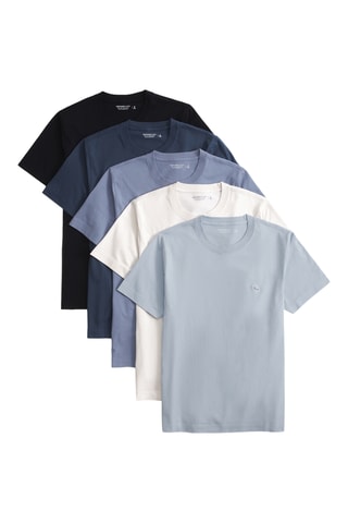 5 camisetas slim fit - Azul y blanco
