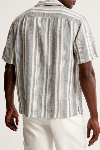 Chemise straight en lin - Bleu marine