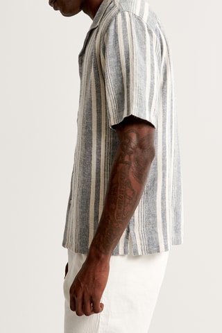 Chemise straight en lin - Bleu marine
