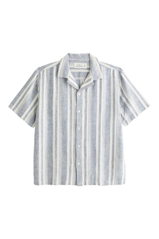 Chemise straight en lin - Bleu marine