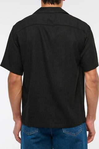 Chemise straight en lin - Noir