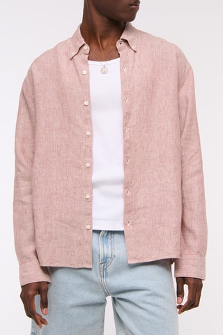 Chemise straight en lin - Rouge