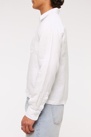 Chemise straight en lin - Blanc