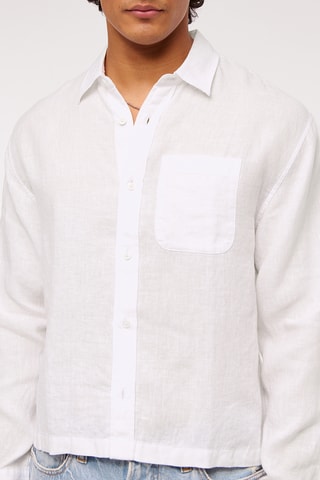 Chemise straight en lin - Blanc