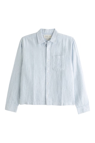 Chemise straight en lin - Bleu marine