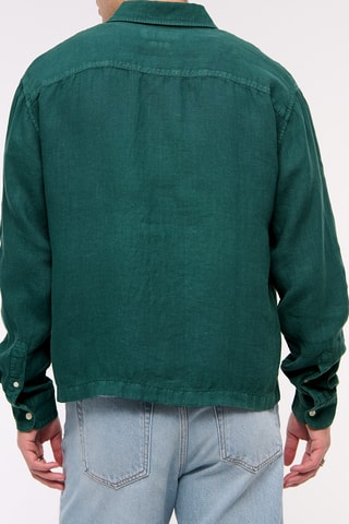 Chemise straight en lin - Vert foncé
