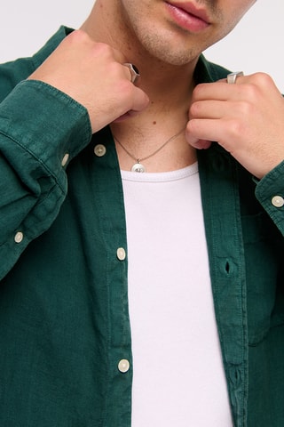 Chemise straight en lin - Vert foncé