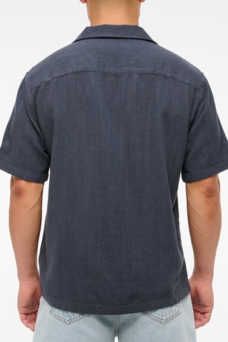 Chemise straight en lin - Bleu marine