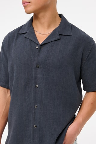 Chemise straight en lin - Bleu marine