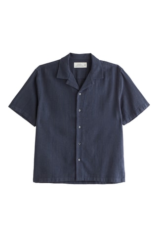 Chemise straight en lin - Bleu marine