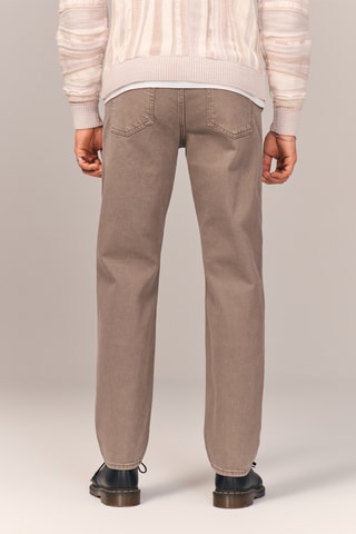 Jean straight taille haute - Marron clair