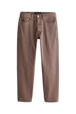 Jean straight taille haute - Marron clair