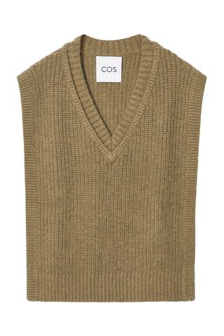 Colete em lã e caxemira - Caqui