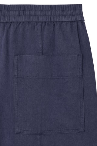 Calças wide legs em linho - Azul-marinho