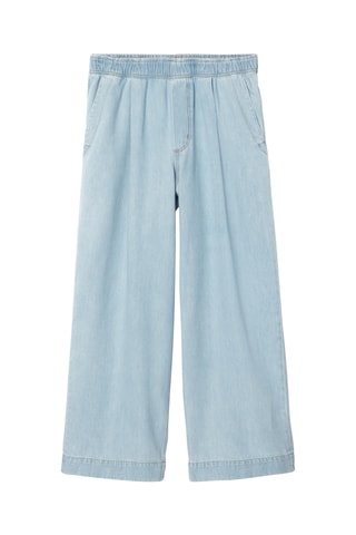 Calças de ganga wide legs em algodão biológico - Azul-claro