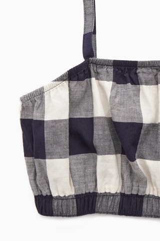 Crop top em linho - Azul
