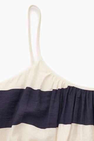 Vestido direito - Azul-marinho e branco