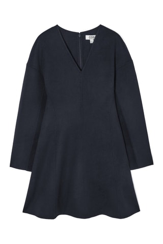 Abito a campana in lana - Navy
