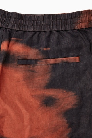 Calções tie and dye em linho - Azul-marinho